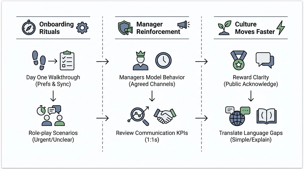 Building a culture of adoption: training, onboarding, reinforcement.