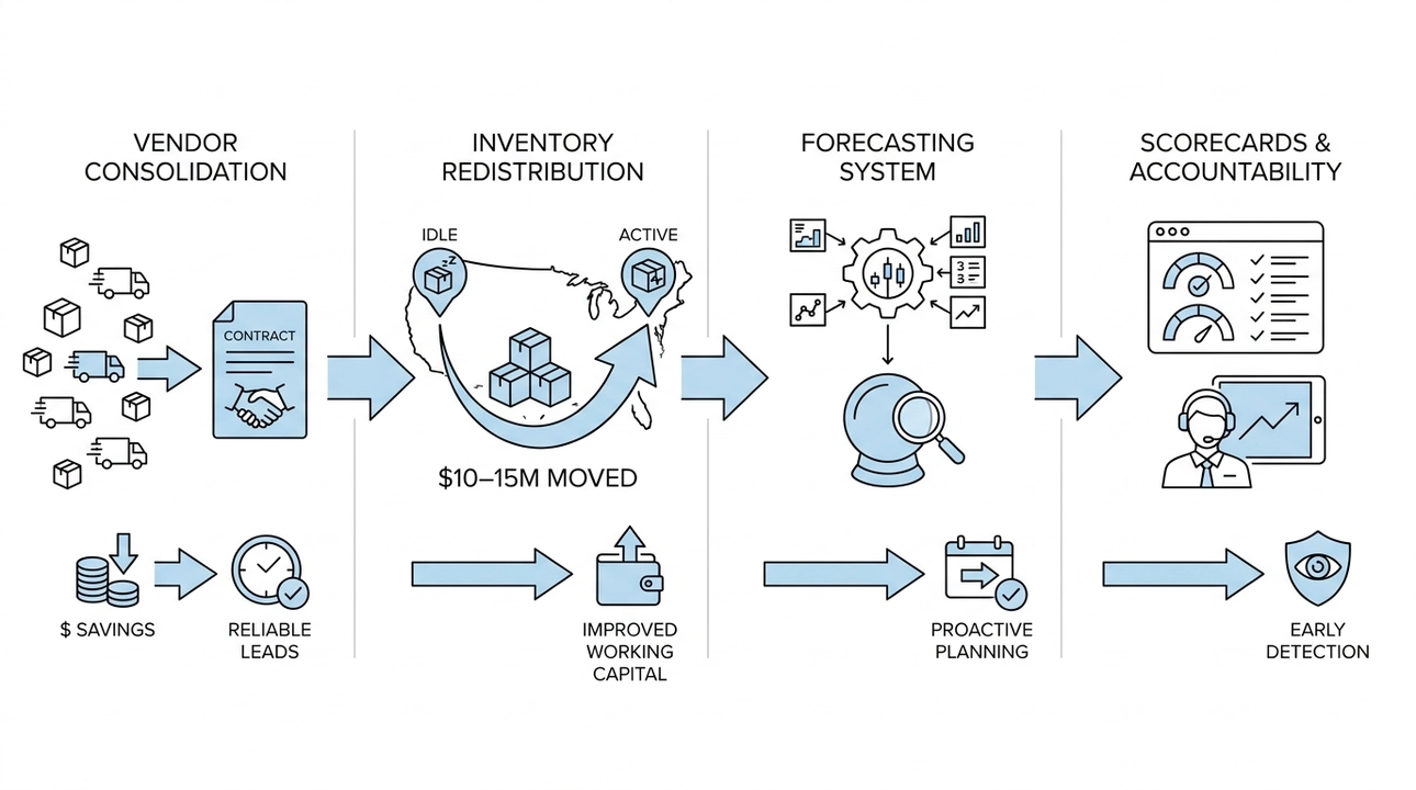 Vendor consolidation: Savings, efficiency, and data-driven decisions achieved.
